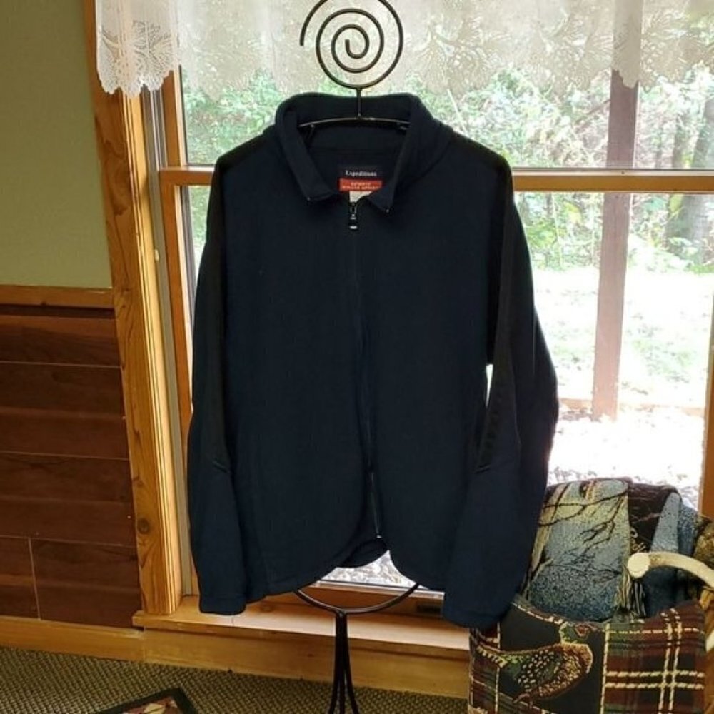 Expeditions Athletic Striped Teal‎ Full Zippered Sz. XL Fleece Jacket w Pockets